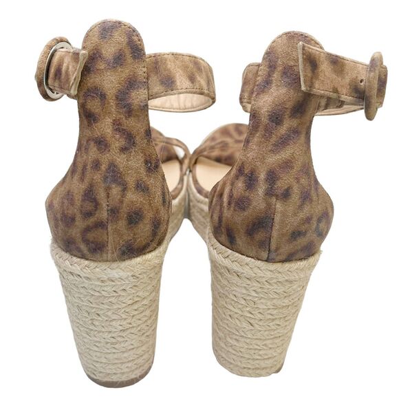L’AGENCE NWT Elysee Wedge Sandals Cheetah Print Size 9 Espadrille Suede Heel - Picture 4 of 10
